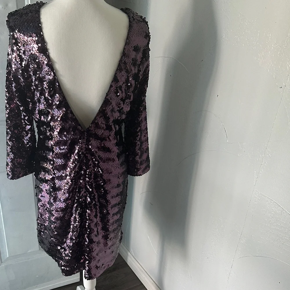 Fashion Nova Sparkling Purple Long Sleeve Dress - Picture 4 of 7
